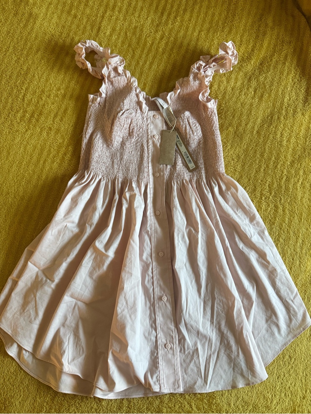 SKIMS Pale Pink Ruffle-Strap Button-Front Mini Dress